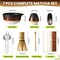 Matcha Whisk Set, Ceramic Matcha Kit Desert Style, Matcha Whisk and Bowl, Bamboo Scoop and Rest, Sifter and Tea Towel, 7 Pcs Gifts for Matcha Lover - Matte Black